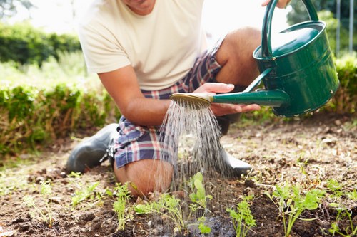 Volunteers exchanging plants and tools at a community reuse event